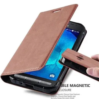 Cadorabo Ohišje, združljivo z Samsung Galaxy XCover 3 v kapučino rjava - Zaščitni ovitek z magnetnim zapiranjem, stoječo funkcijo in režo za kartice