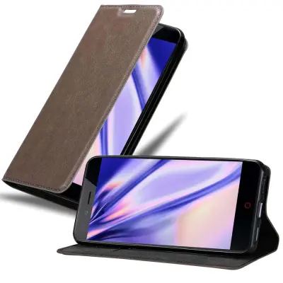 Cadorabo Ohišje, združljivo z ZTE Nubia Z11 MINI S v kavovinsko rdeča - Zaščitni ovitek z magnetnim zapiranjem, stoječo funkcijo in režo za kartice