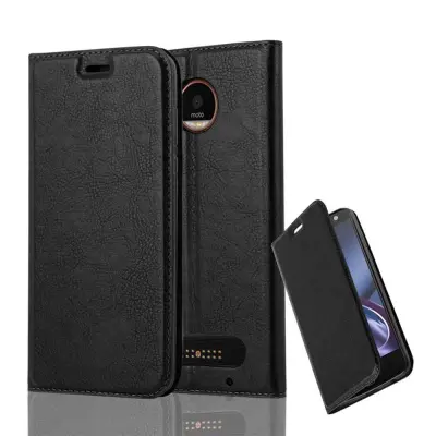 Cadorabo Ohišje, združljivo z Motorola MOTO Z2 v nočna črna - Zaščitni ovitek z magnetnim zapiranjem, stoječo funkcijo in režo za kartice