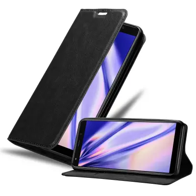 Cadorabo Ohišje, združljivo z WIKO Y61 v nočna črna - Zaščitni ovitek z magnetnim zapiranjem, stoječo funkcijo in režo za kartice