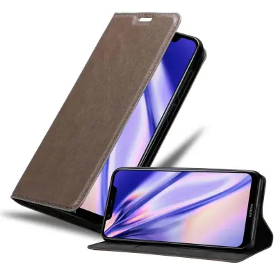 Cadorabo Ohišje, združljivo z Nokia 7.1 PLUS / X7 v kavovinsko rdeča - Zaščitni ovitek z magnetnim zapiranjem, stoječo funkcijo in režo za kartice
