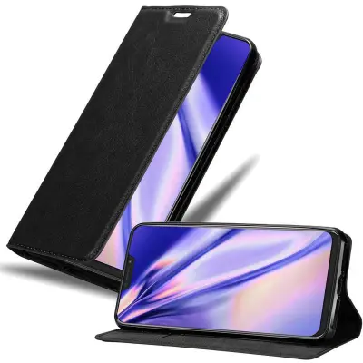 Cadorabo Ohišje, združljivo z Asus ZenFone 5Z v nočna črna - Zaščitni ovitek z magnetnim zapiranjem, stoječo funkcijo in režo za kartice