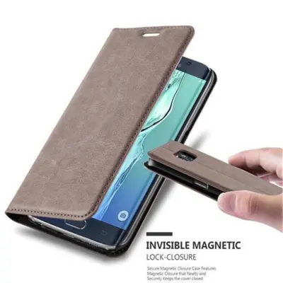 Cadorabo Ohišje, združljivo z Samsung Galaxy S6 EDGE v kavovinsko rdeča - Zaščitni ovitek z magnetnim zapiranjem, stoječo funkcijo in režo za kartice