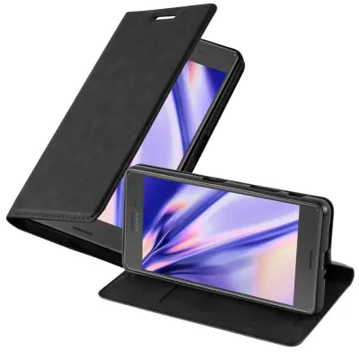 Cadorabo Ohišje, združljivo z Sony Xperia X PERFORMANCE v nočna črna - Zaščitni ovitek z magnetnim zapiranjem, stoječo funkcijo in režo za kartice