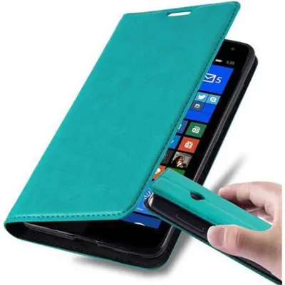Cadorabo Ohišje, združljivo z Nokia Lumia 535 v bencinsko turkizna - Zaščitni ovitek z magnetnim zapiranjem, stoječo funkcijo in režo za kartice