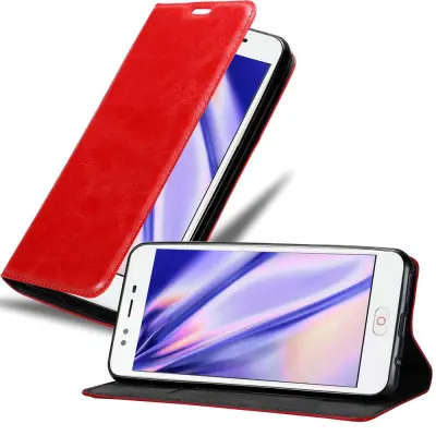 Cadorabo Ohišje, združljivo z ZTE Nubia M2 LITE v rdeče jabolko - Zaščitni ovitek z magnetnim zapiranjem, stoječo funkcijo in režo za kartice