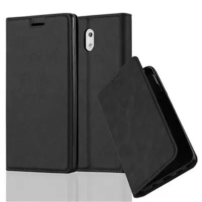 Cadorabo Ohišje, združljivo z Nokia 3 2017 v nočna črna - Zaščitni ovitek z magnetnim zapiranjem, stoječo funkcijo in režo za kartice
