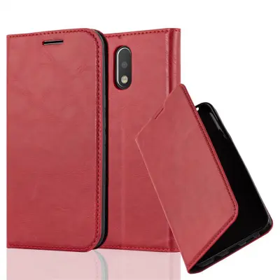 Cadorabo Ohišje, združljivo z Motorola MOTO G4 / G4 PLUS v rdeče jabolko - Zaščitni ovitek z magnetnim zapiranjem, stoječo funkcijo in režo za kartice