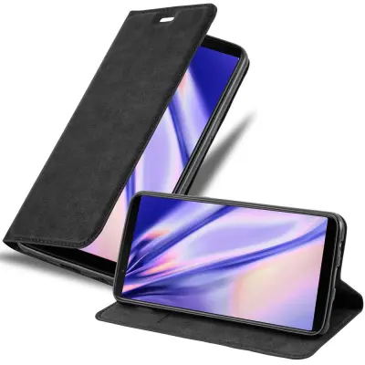 Cadorabo Ohišje, združljivo z OnePlus 5T v nočna črna - Zaščitni ovitek z magnetnim zapiranjem, stoječo funkcijo in režo za kartice