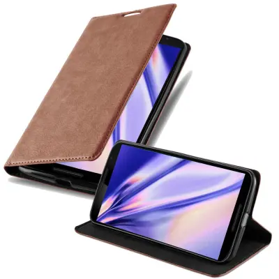 Cadorabo Ohišje, združljivo z Motorola Google NEXUS 6 v kapučino rjava - Zaščitni ovitek z magnetnim zapiranjem, stoječo funkcijo in režo za kartice