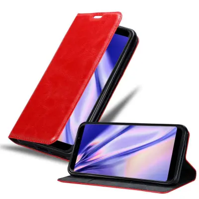 Cadorabo Ohišje, združljivo z WIKO VIEW MAX v rdeče jabolko - Zaščitni ovitek z magnetnim zapiranjem, stoječo funkcijo in režo za kartice