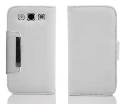 Cadorabo Ohišje, združljivo z Samsung Galaxy S3 / S3 NEO v bela - rjava - Zaščitni ovitek z režo za kartice in magnetnim zapiranjem v tankem dizajnu