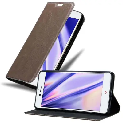 Cadorabo Ohišje, združljivo z ZTE Nubia Z11 v kavovinsko rdeča - Zaščitni ovitek z magnetnim zapiranjem, stoječo funkcijo in režo za kartice