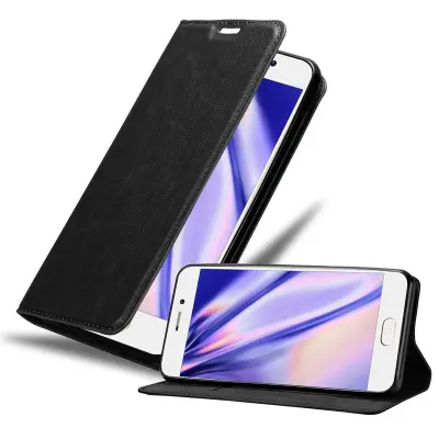 Cadorabo Ohišje, združljivo z MEIZU PRO 7 v nočna črna - Zaščitni ovitek z magnetnim zapiranjem, stoječo funkcijo in režo za kartice