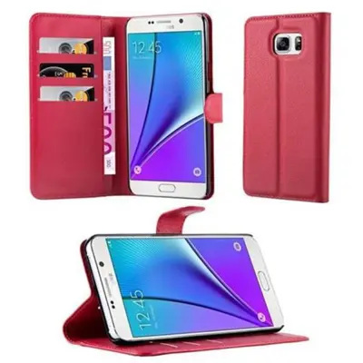 CADORABO Samsung Galaxy NOTE 5 v rdeče sladkorno jabolko - Zaščitni ovitek z magnetnim zapiranjem, stoječo funkcijo in režo za kartice