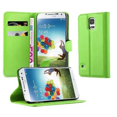 CADORABO Samsung Galaxy S5/S5 NEO v mravljično zelena - Zaščitni ovitek z magnetnim zapiranjem, stoječo funkcijo in režo za kartice
