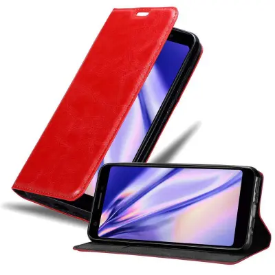 Cadorabo Ohišje, združljivo z Google PIXEL 3A v rdeče jabolko - Zaščitni ovitek z magnetnim zapiranjem, stoječo funkcijo in režo za kartice