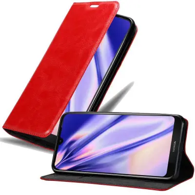 Cadorabo Ohišje, združljivo z Nokia 3.2 v rdeče jabolko - Zaščitni ovitek z magnetnim zapiranjem, stoječo funkcijo in režo za kartice