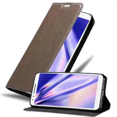 Cadorabo Ohišje, združljivo z Alcatel 3 2018 v kavovinsko rdeča - Zaščitni ovitek z magnetnim zapiranjem, stoječo funkcijo in režo za kartice