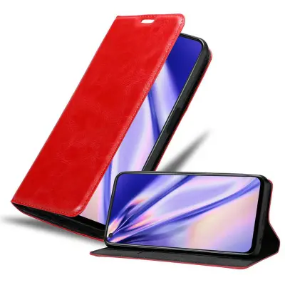 Cadorabo Ohišje, združljivo z Oppo A92 v rdeče jabolko - Zaščitni ovitek z magnetnim zapiranjem, stoječo funkcijo in režo za kartice