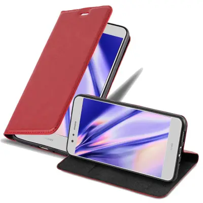 Cadorabo Ohišje, združljivo z Huawei P10 LITE v rdeče jabolko - Zaščitni ovitek z magnetnim zapiranjem, stoječo funkcijo in režo za kartice