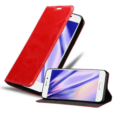Cadorabo Ohišje, združljivo z MEIZU PRO 7 v rdeče jabolko - Zaščitni ovitek z magnetnim zapiranjem, stoječo funkcijo in režo za kartice