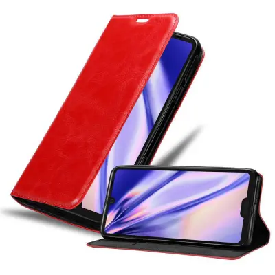 Cadorabo Ohišje, združljivo z Sharp Aquos R3 v rdeče jabolko - Zaščitni ovitek z magnetnim zapiranjem, stoječo funkcijo in režo za kartice