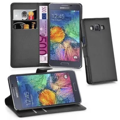 Cadorabo Ohišje, združljivo z Samsung Galaxy A7 2015 v oksidna črna - Zaščitni ovitek z magnetnim zapiranjem, stoječo funkcijo in režo za kartice