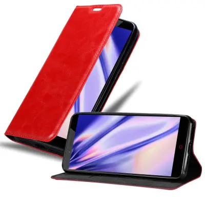 Cadorabo Ohišje, združljivo z ZTE Nubia Z11 MAX v rdeče jabolko - Zaščitni ovitek z magnetnim zapiranjem, stoječo funkcijo in režo za kartice