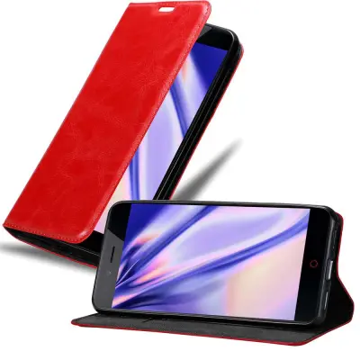 Cadorabo Ohišje, združljivo z ZTE Nubia Z11 MINI S v rdeče jabolko - Zaščitni ovitek z magnetnim zapiranjem, stoječo funkcijo in režo za kartice