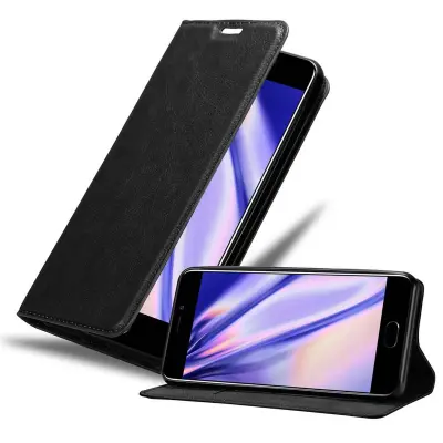 Cadorabo Ohišje, združljivo z MEIZU M6 v nočna črna - Zaščitni ovitek z magnetnim zapiranjem, stoječo funkcijo in režo za kartice