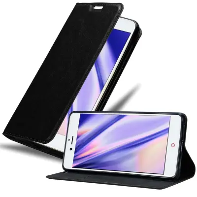 Cadorabo Ohišje, združljivo z ZTE Nubia Z11 v nočna črna - Zaščitni ovitek z magnetnim zapiranjem, stoječo funkcijo in režo za kartice