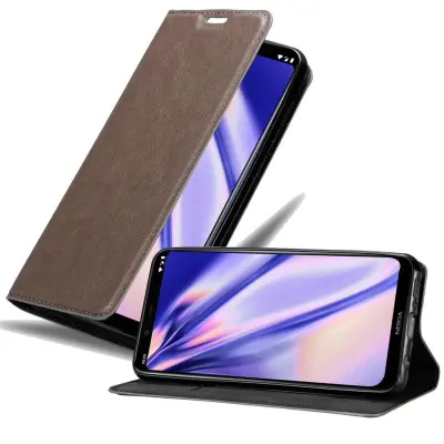 Cadorabo Ohišje, združljivo z Nokia 8.1 v kavovinsko rdeča - Zaščitni ovitek z magnetnim zapiranjem, stoječo funkcijo in režo za kartice