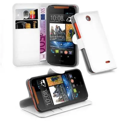Cadorabo Ohišje, združljivo z HTC Desire 310 v snežno bela - Zaščitni ovitek z magnetnim zapiranjem, stoječo funkcijo in režo za kartice
