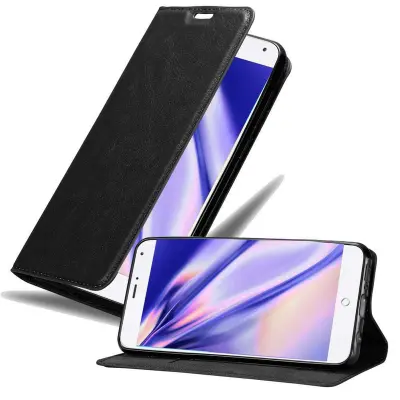 Cadorabo Ohišje, združljivo z MEIZU MX4 v nočna črna - Zaščitni ovitek z magnetnim zapiranjem, stoječo funkcijo in režo za kartice