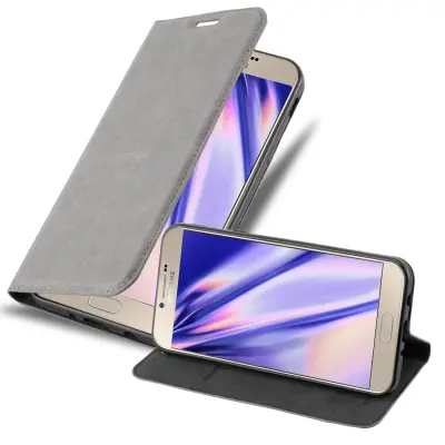 Cadorabo Ohišje, združljivo z Samsung Galaxy A8 2016 v titansko siva - Zaščitni ovitek z magnetnim zapiranjem, stoječo funkcijo in režo za kartice