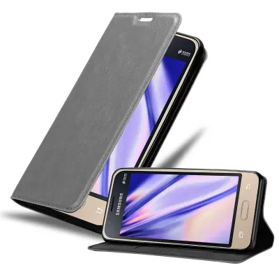Cadorabo Ohišje, združljivo z Samsung Galaxy J1 MINI v titansko siva - Zaščitni ovitek z magnetnim zapiranjem, stoječo funkcijo in režo za kartice