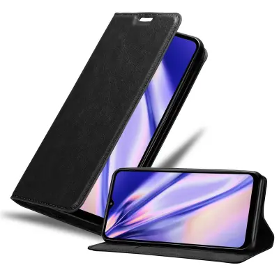 Cadorabo Ohišje, združljivo z Samsung Galaxy A32 4G v nočna črna - Zaščitni ovitek z magnetnim zapiranjem, stoječo funkcijo in režo za kartice