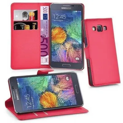 CADORABO Samsung Galaxy A7 2015 v rdeče sladkorno jabolko - Zaščitni ovitek z magnetnim zapiranjem, stoječo funkcijo in režo za kartice