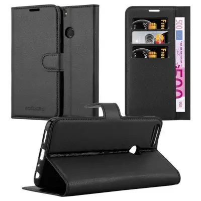 CADORABO Huawei P SMART 2018/Enjoy 7S v oksidna črna - Zaščitni ovitek z magnetnim zapiranjem, stoječo funkcijo in režo za kartice