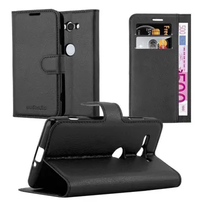 Cadorabo Ohišje, združljivo z Sony Xperia XZ2 COMPACT v oksidna črna - Zaščitni ovitek z magnetnim zapiranjem, stoječo funkcijo in režo za kartice