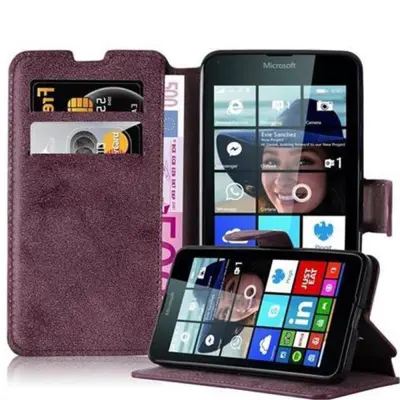 Cadorabo Ohišje, združljivo z Nokia Lumia 640 v mat rdeča - Zaščitni ovitek s funkcijo stojala in režo za kartice v retro dizajnu