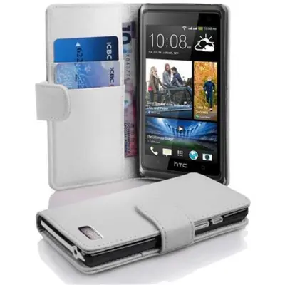 Cadorabo Ohišje, združljivo z HTC Desire 600 v snežno bela - Zaščitni ovitek iz teksturiranega umetnega usnja in žep za kartice