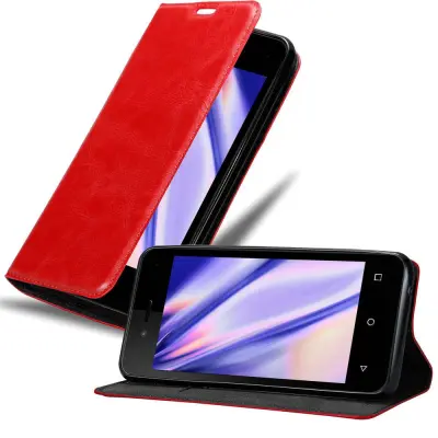 Cadorabo Ohišje, združljivo z WIKO SUNNY 3 MINI v rdeče jabolko - Zaščitni ovitek z magnetnim zapiranjem, stoječo funkcijo in režo za kartice