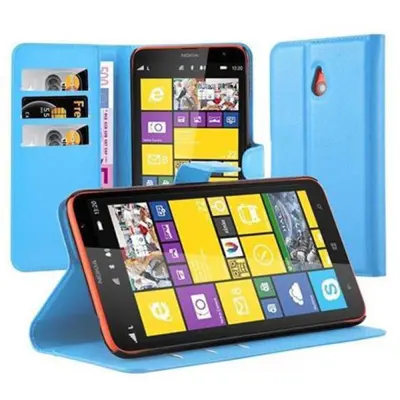 Cadorabo Ohišje, združljivo z Nokia Lumia 1320 v nebesno modra - Zaščitni ovitek z magnetnim zapiranjem, stoječo funkcijo in režo za kartice