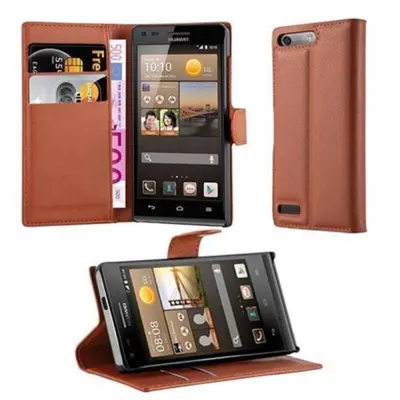 Cadorabo Ohišje, združljivo z Huawei ASCEND G6 v sedlo rjave barve - Zaščitni ovitek z magnetnim zapiranjem, stoječo funkcijo in režo za kartice