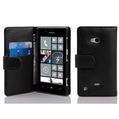 Cadorabo Ohišje, združljivo z Nokia Lumia 720 v oksid črna - Zaščitni ovitek iz teksturiranega umetnega usnja in žep za kartice