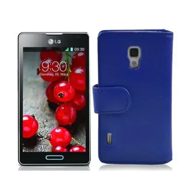 Cadorabo Ohišje, združljivo z LG OPTIMUS L7 II v mornarsko modra - Zaščitni ovitek iz teksturiranega umetnega usnja in žep za kartice
