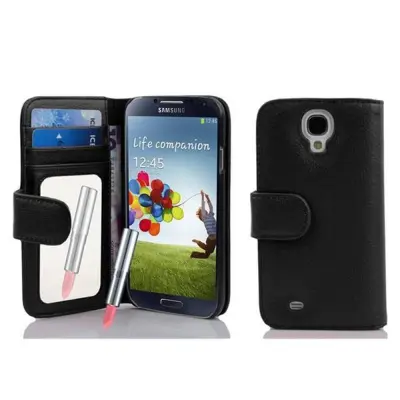 Cadorabo Ohišje, združljivo z Samsung Galaxy S4 v lava - črna - Zaščitni ovitek z ogledalom in režo za kartice