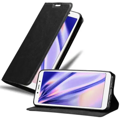 Cadorabo Ohišje, združljivo z Xiaomi RedMi 6A v nočna črna - Zaščitni ovitek z magnetnim zapiranjem, stoječo funkcijo in režo za kartice